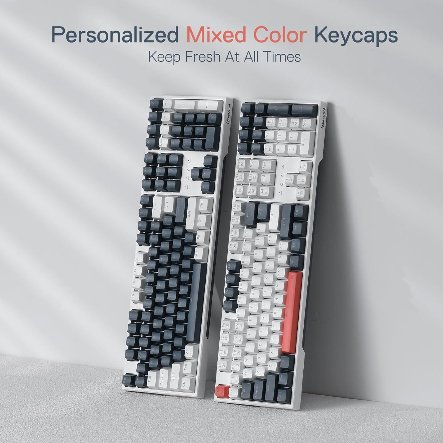 Redragon K668 RGB Gaming Keyboard, 108 Keys Wired Mechanical Keyboard w/Extra 4 Hotkeys, Sound Absorbing Foams, Upgraded Hot-swappable Socket, Mixed Color Keycaps x 2 Sets, Red Switch - Image 6